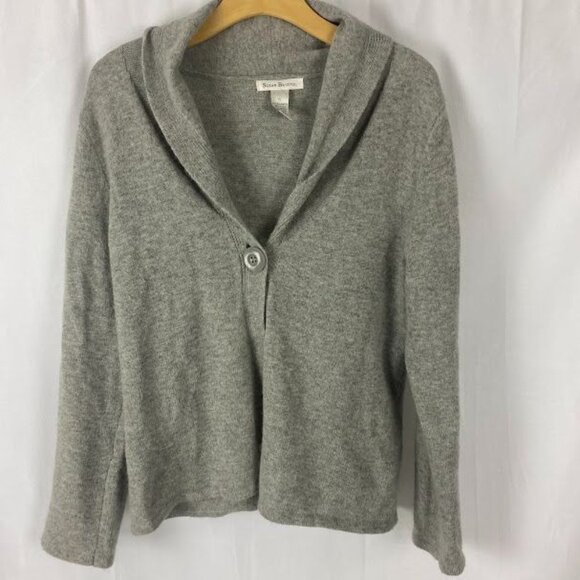 Susan Bristol Gray Angora & Wool V- Neck Sweater Women's XL - Picture 1 of 12